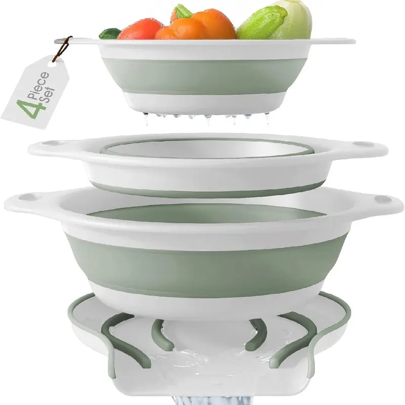 Collapsible Colander Set – 3 Sizes, Over-Sink Drainage