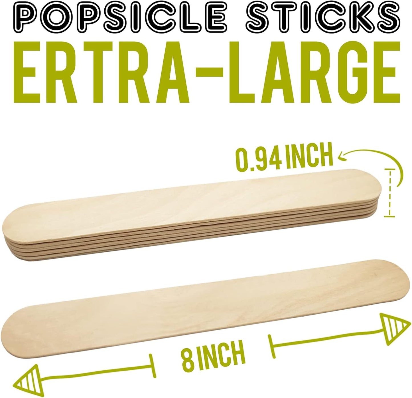 60-Piece Jumbo Natural Wooden Craft Sticks