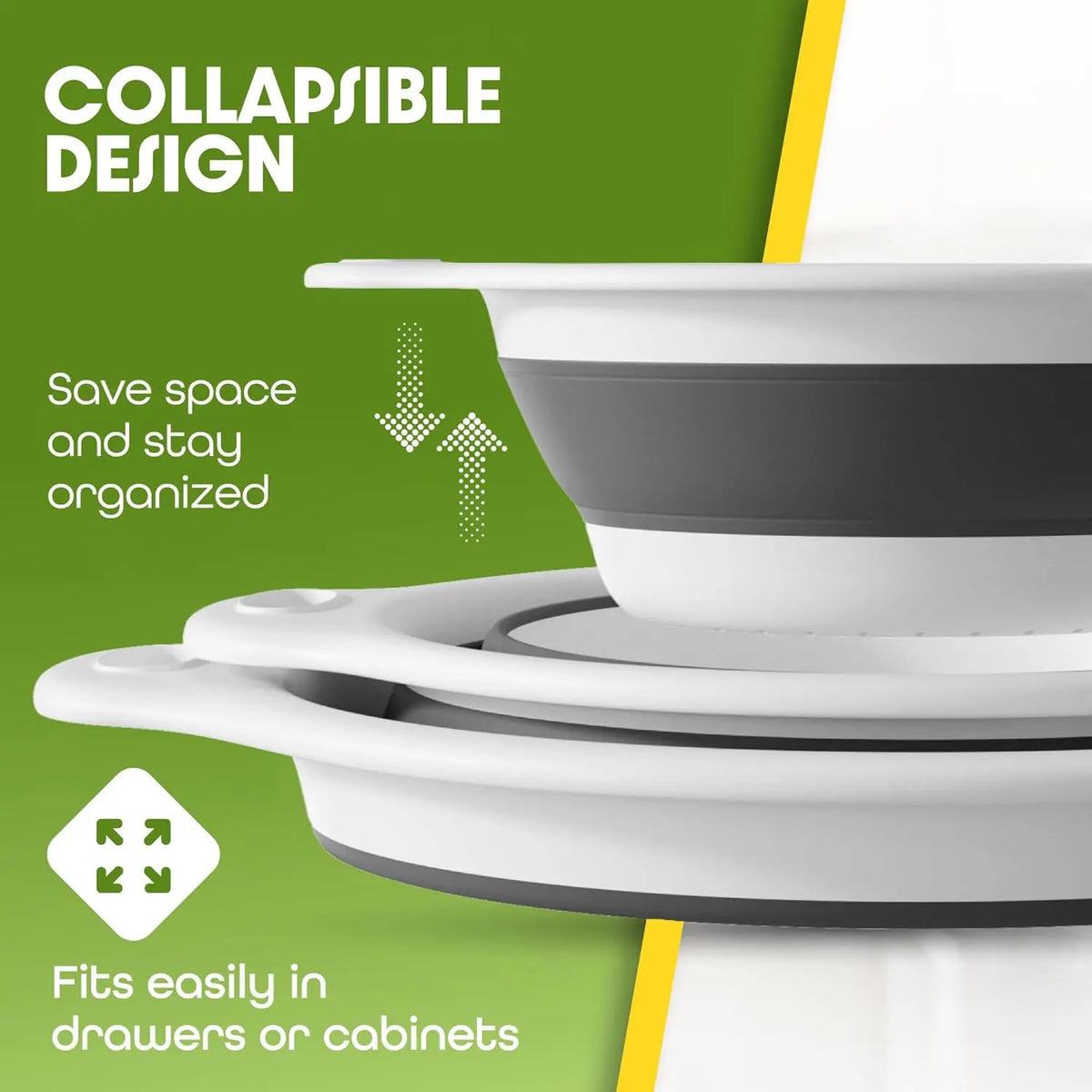 Collapsible Colander Set – 3 Sizes, Over-Sink Drainage