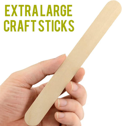 60-Piece Jumbo Natural Wooden Craft Sticks
