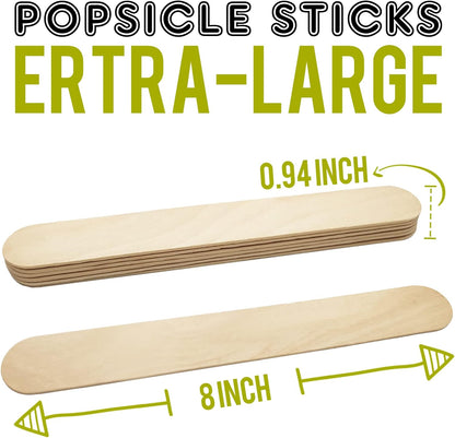 60-Piece Jumbo Natural Wooden Craft Sticks