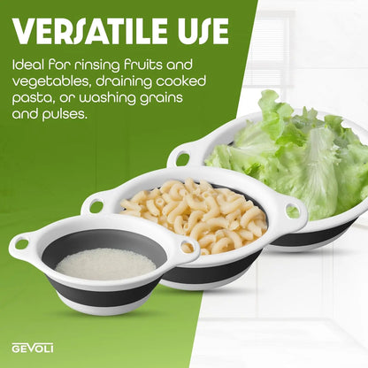 Collapsible Colander Set – 3 Sizes, Over-Sink Drainage