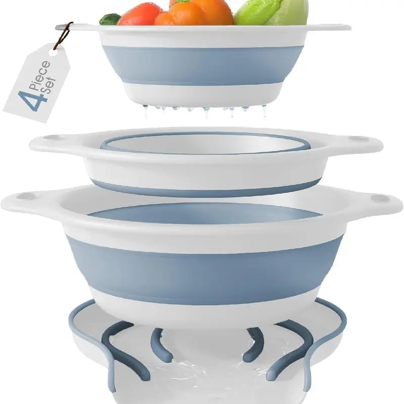 Collapsible Colander Set – 3 Sizes, Over-Sink Drainage