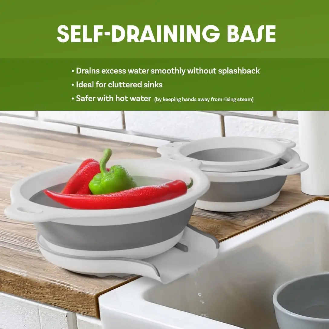 Collapsible Colander Set – 3 Sizes, Over-Sink Drainage