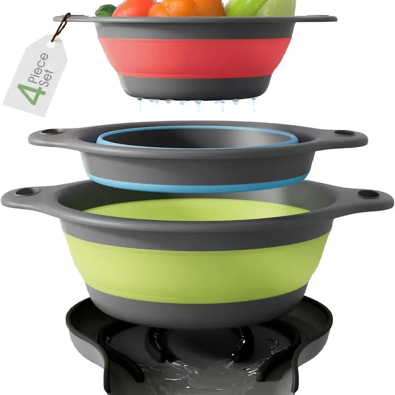 Collapsible Colander Set – 3 Sizes, Over-Sink Drainage