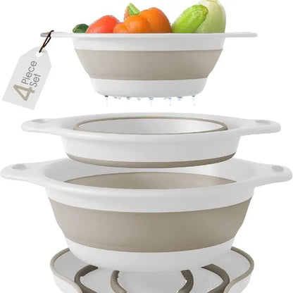 Collapsible Colander Set – 3 Sizes, Over-Sink Drainage