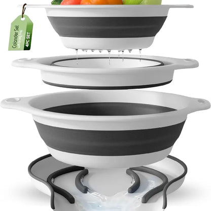 Collapsible Colander Set – 3 Sizes, Over-Sink Drainage